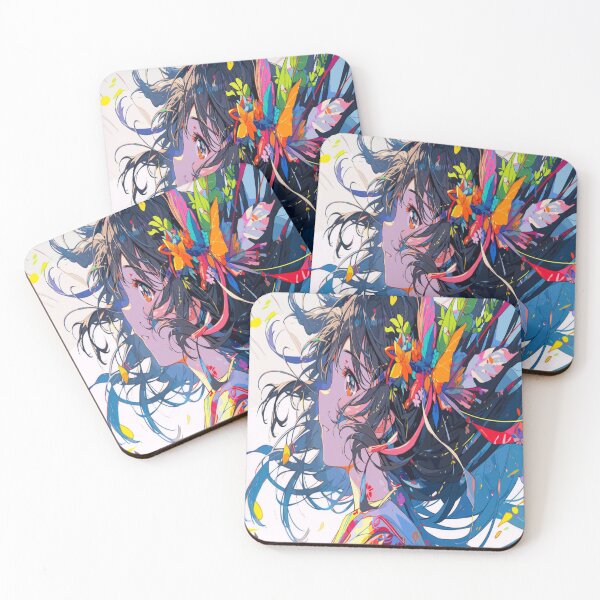 Item preview, Vibrant Anime Portrait with Floral Accents designed and sold by snyderdesigners.