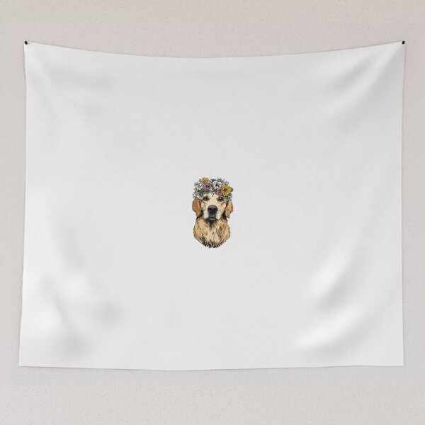 Item preview, Golden Retriever with Wildflower Crown Illustration designed and sold by AURA-APPAEL.