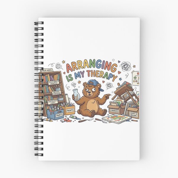 Item preview, Funny Artist Bear Chaos - Arranging Is My Therapy - Creative Mess Art Print designed and sold by Wear Sculpt.