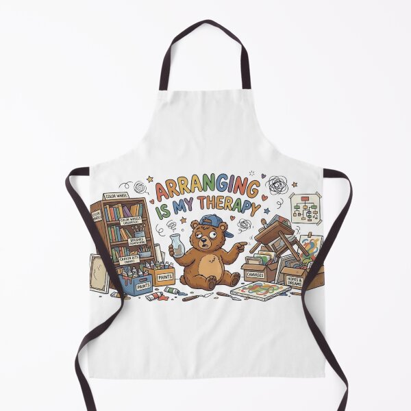 Item preview, Funny Artist Bear Chaos - Arranging Is My Therapy - Creative Mess Art Print designed and sold by Wear Sculpt.