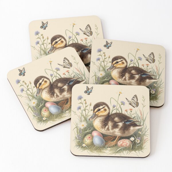 Item preview, Duckling Easter Egg Hunt – Cute Spring Duck in Wildflower Meadow designed and sold by Willow & Ink.