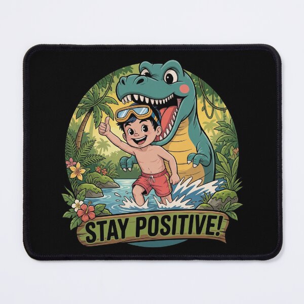 Item preview, Stay Positive – Funny Dinosaur Chase Humor Design designed and sold by D-Oles-Mercher.