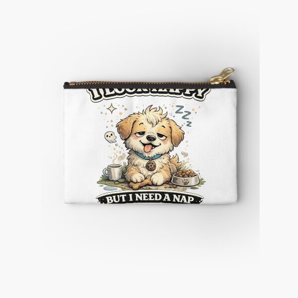 Item preview, Looks Cute But…I Look Happy But I Need A Nap – Funny Sleepy Dog Meme designed and sold by MoodMinistry.