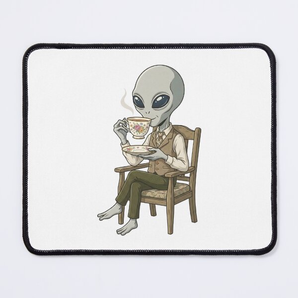 Item preview, Whimsical Grey Alien Sipping Vintage Tea designed and sold by Kvarny.
