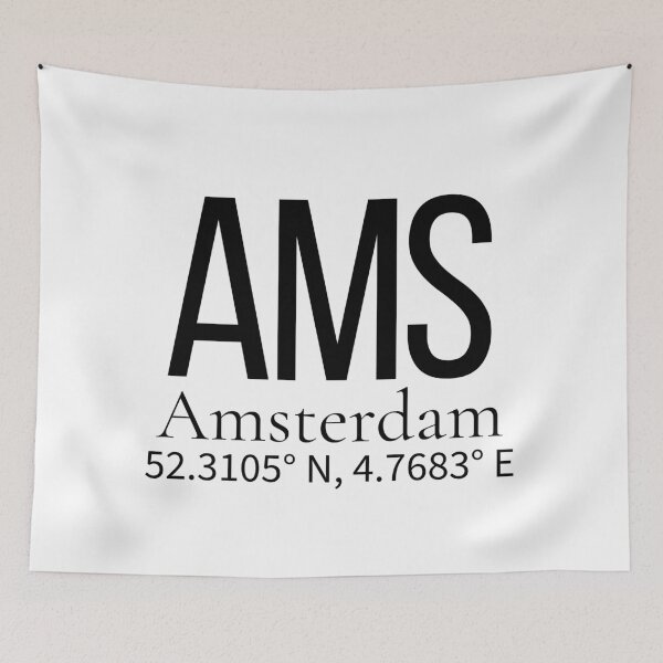 Item preview, AMS Amsterdam Netherlands Airport Code Minimalist Travel Sticker - Coordinates Art designed and sold by Sparkledust Creations.