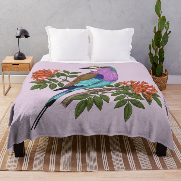 Item preview, Vintage Lilac-breasted Roller and Orange Honeysuckle Botanical Art designed and sold by BirdsnStuff.