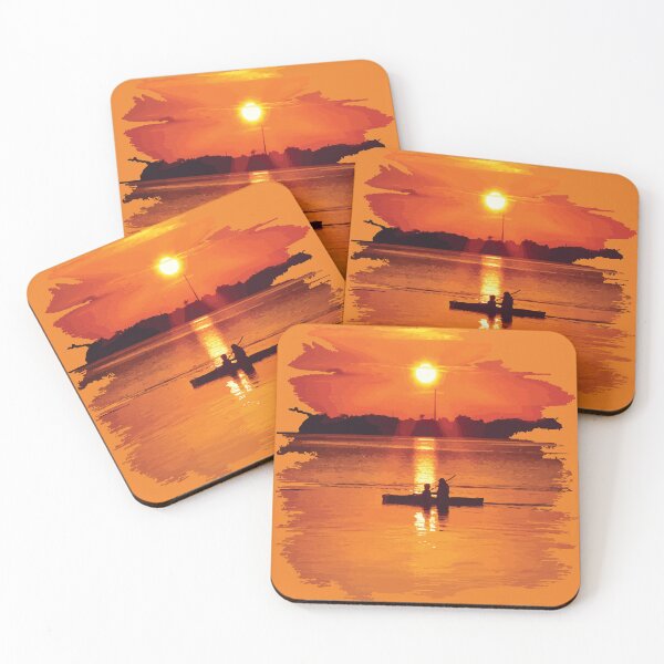 Item preview, Canoe Silhouettes Rowing at Fiery Sunset designed and sold by Arturo Daniel Garcia Palomo.