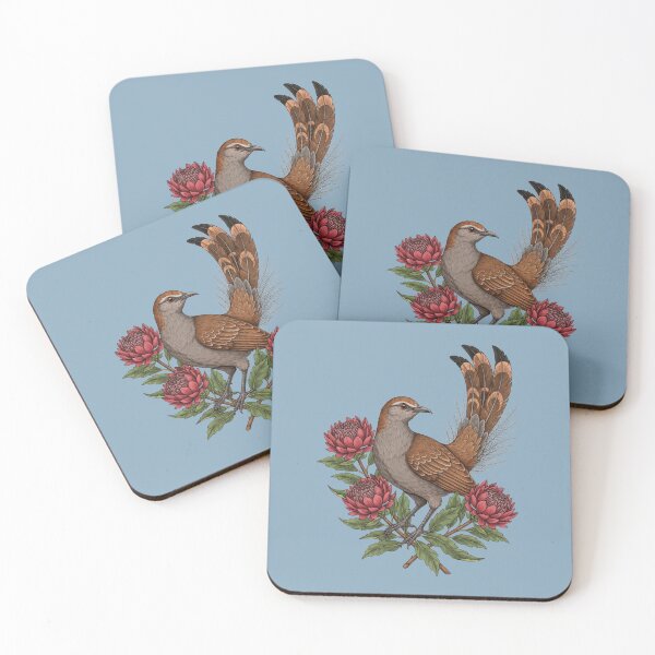 Item preview, Vintage Superb Lyrebird and Red Waratah Botanical Art designed and sold by BirdsnStuff.