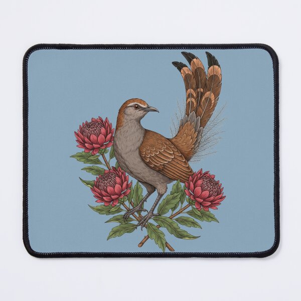 Item preview, Vintage Superb Lyrebird and Red Waratah Botanical Art designed and sold by BirdsnStuff.