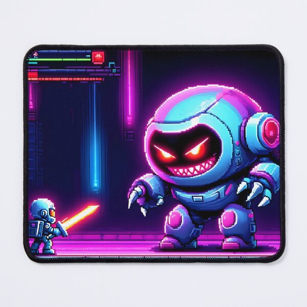 Item preview, 16-Bit Boss Fight: Tiny Hero vs Giant Robot – SNES Sci-Fi Arena Battle designed and sold by ThePixelArchive.