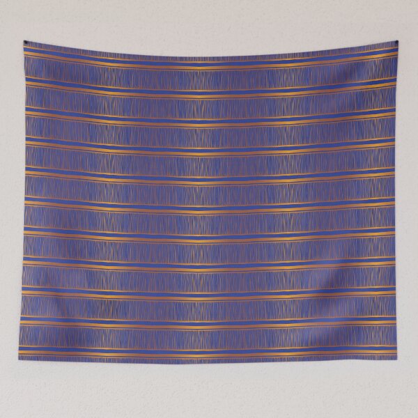 Item preview, Retro 20s Vintage Art Deco Hand sketched fringe stripes in blue and gold designed and sold by Goddessart.