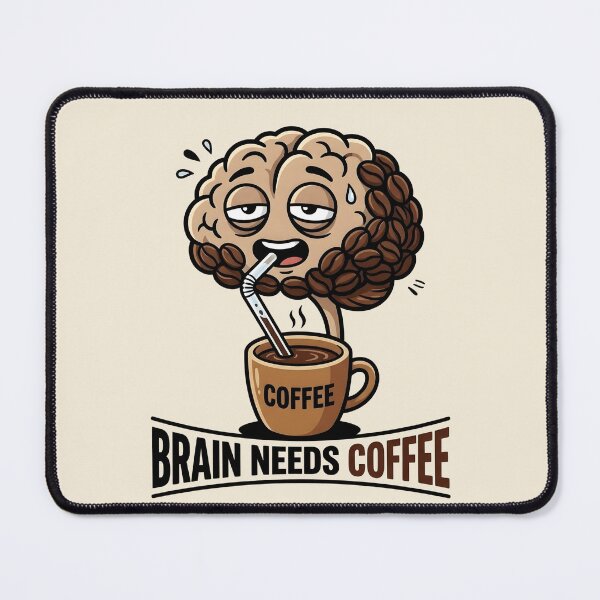 Item preview, Brain Needs Coffee - Funny Coffee Bean Brain Cartoon Design designed and sold by WowDezign.