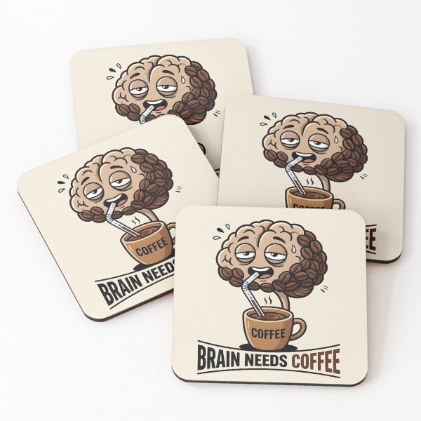 Item preview, Brain Needs Coffee - Funny Coffee Bean Brain Cartoon Design designed and sold by WowDezign.