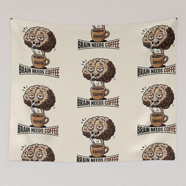 Item preview, Brain Needs Coffee - Funny Coffee Bean Brain Cartoon Design designed and sold by WowDezign.