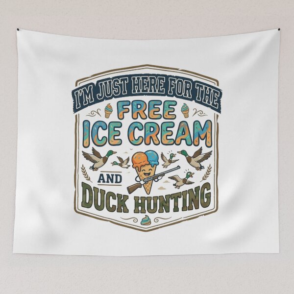 Item preview, Funny Duck Hunting and Free Ice Cream Retro Outdoorsman Graphic designed and sold by Wear Sculpt.