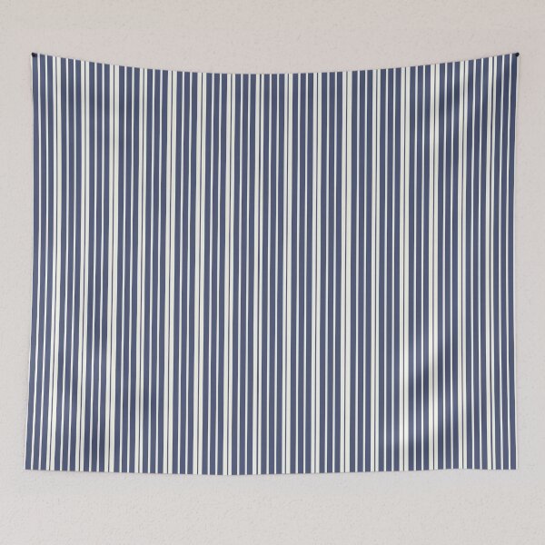 Item preview, Vertical Cabana Stripes Deep Blue on light cream designed and sold by Hanna McCown.
