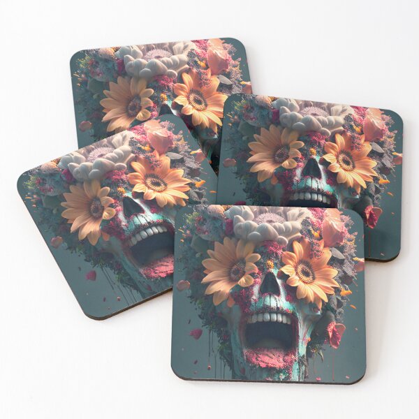 Item preview, Vibrant Floral Skull - Surrealist Art that Unites Life and Death with Expressive Style designed and sold by Hipatye26.