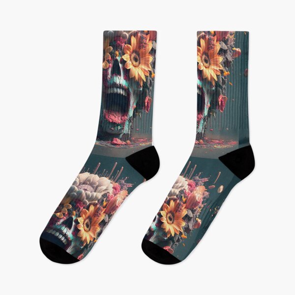 Item preview, Vibrant Floral Skull - Surrealist Art that Unites Life and Death with Expressive Style designed and sold by Hipatye26.