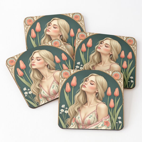 Item preview, Art Nouveau Tulip Muse Portrait designed and sold by Oonward2021.