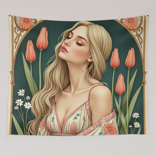 Item preview, Art Nouveau Tulip Muse Portrait designed and sold by Dream Bloom Gallery.