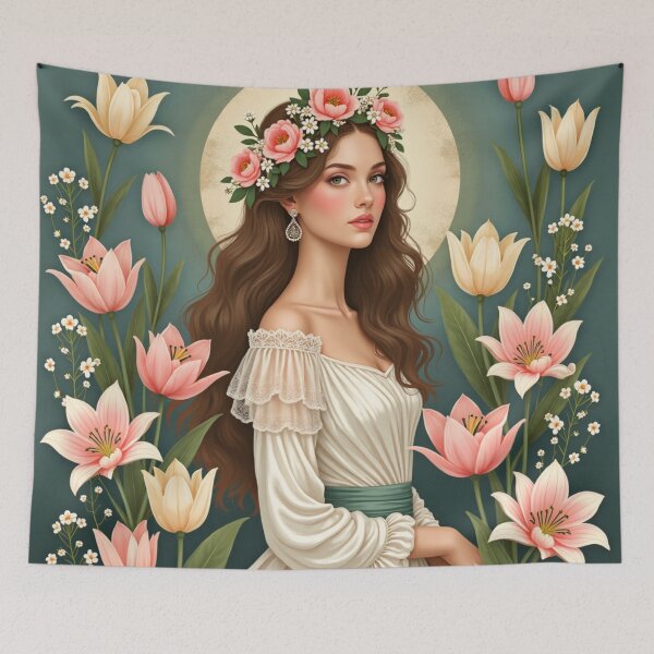 Item preview, Floral Crown Garden Muse Portrait designed and sold by Dream Bloom Gallery.