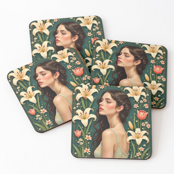 Item preview, Elegant Lily Garden Muse Portrait designed and sold by Oonward2021.