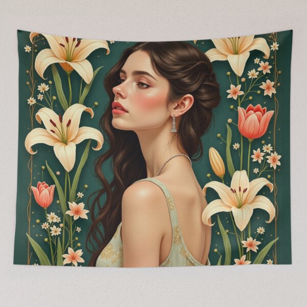 Item preview, Elegant Lily Garden Muse Portrait designed and sold by Dream Bloom Gallery.