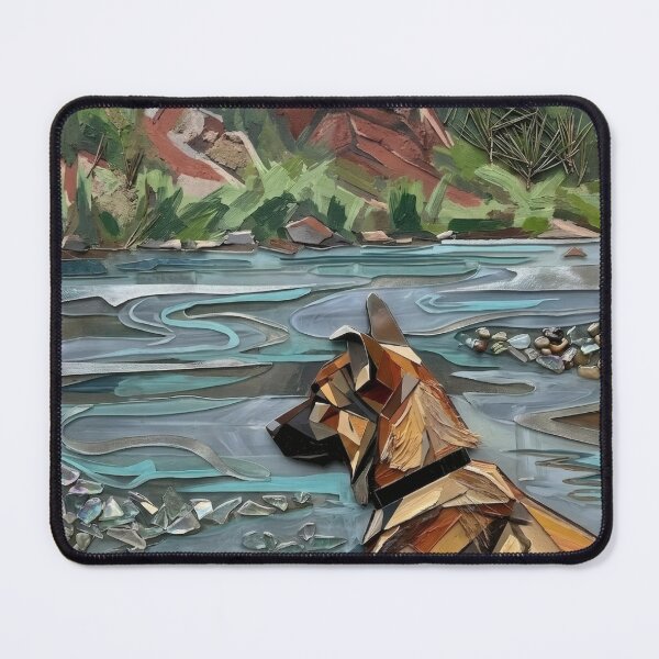 Item preview, German Shepherd River Mountain Mosaic Art designed and sold by Meteor Destroyer.