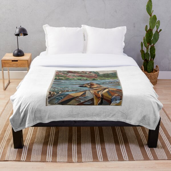 Aperçu de l'œuvre Art en mosaïque de montagne et de rivière avec un berger allemand créée et vendue par Meteor Destroyer.