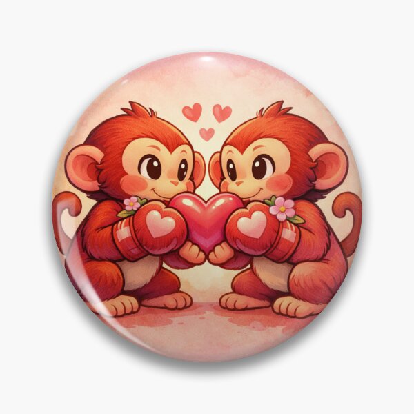 Item preview, Punch Monkey Love – Cute Boxing Monkey Couple Holding Heart designed and sold by Yasmine Mohammed.
