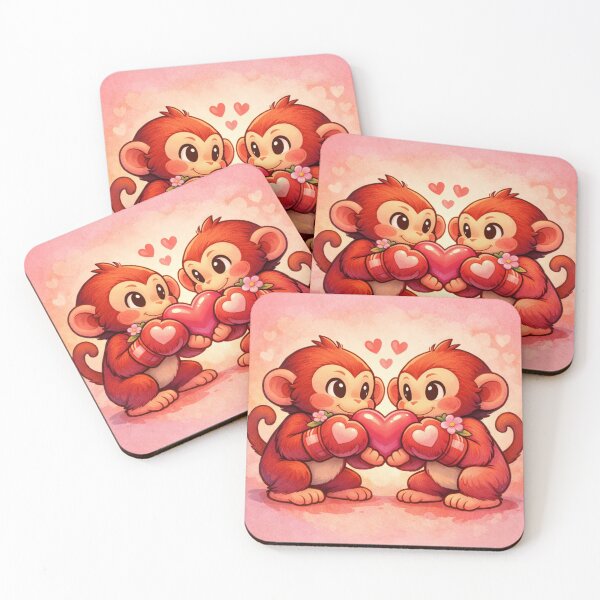 Item preview, Punch Monkey Love – Cute Boxing Monkey Couple Holding Heart designed and sold by Yasmine Mohammed.