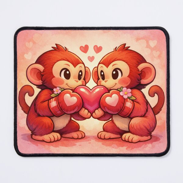 Item preview, Punch Monkey Love – Cute Boxing Monkey Couple Holding Heart designed and sold by Yasmine Mohammed.