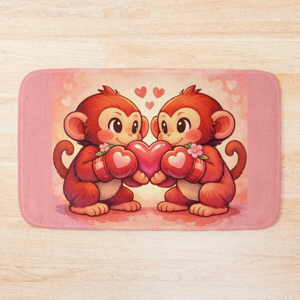 Item preview, Punch Monkey Love – Cute Boxing Monkey Couple Holding Heart designed and sold by Yasmine Mohammed.
