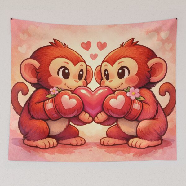 Item preview, Punch Monkey Love – Cute Boxing Monkey Couple Holding Heart designed and sold by Yasmine Mohammed.