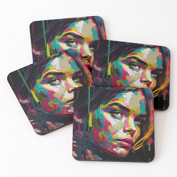 Item preview, Portrait of a Woman in Abstract Pop Art Style - Pictorial Art with Vibrant Colors designed and sold by Hipatye26.