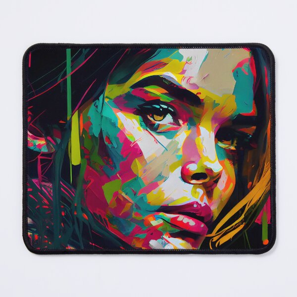 Item preview, Portrait of a Woman in Abstract Pop Art Style - Pictorial Art with Vibrant Colors designed and sold by Hipatye26.