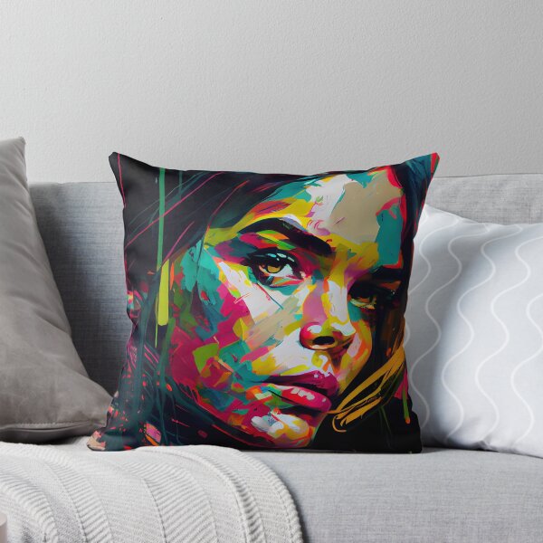 Item preview, Portrait of a Woman in Abstract Pop Art Style - Pictorial Art with Vibrant Colors designed and sold by Hipatye26.