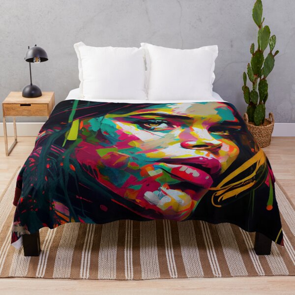 Item preview, Portrait of a Woman in Abstract Pop Art Style - Pictorial Art with Vibrant Colors designed and sold by Hipatye26.
