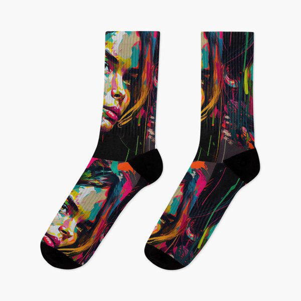 Item preview, Portrait of a Woman in Abstract Pop Art Style - Pictorial Art with Vibrant Colors designed and sold by Hipatye26.