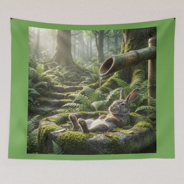 Item preview, Rabbit Bathes in Shishi Odoshi Fountain designed and sold by Tridentulus.