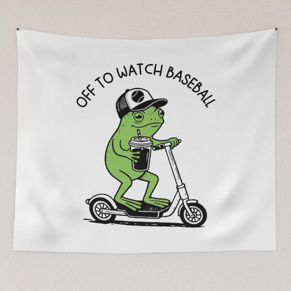 Item preview, Off To Watch Baseball Frog Funny Animal Meme designed and sold by gunaone-design.