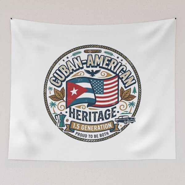 Item preview, Cuban American Heritage Proud To Be Both Vintage Badge Design designed and sold by Wear Sculpt.