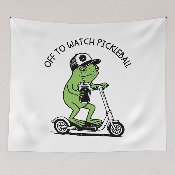 Item preview, Off To Watch Pickleball Frog Funny Animal Meme designed and sold by gunaone-design.