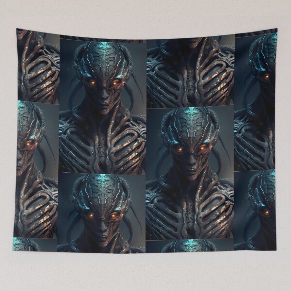 Item preview, Biomechanical Alien Being - Dark and Detailed Science Fiction Art designed and sold by Hipatye26.