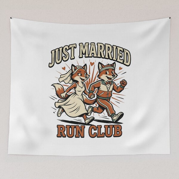Item preview, Just Married Run Club Design, Funny Newlywed Runner Gift, Wedding Running wolf designed and sold by AsturShop.