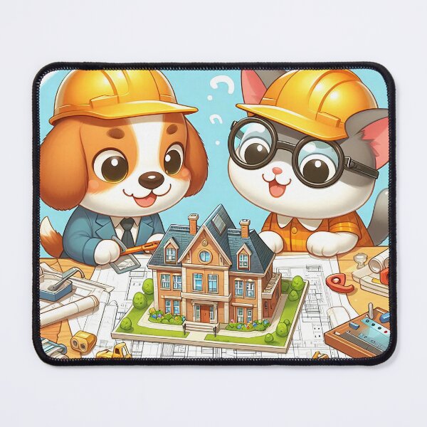 Item preview, Cute Architect Dog and Cat designed and sold by CuteThingsWorld.