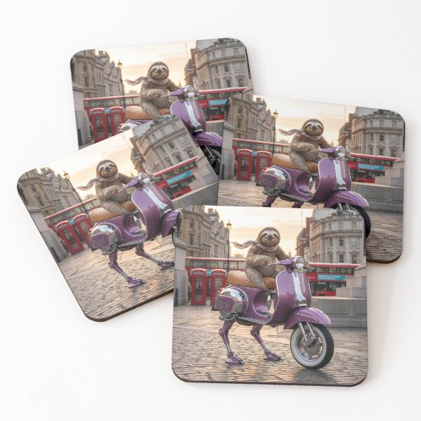 Item preview, Sloth Rides Her Purple Walking Scooter in London designed and sold by Tridentulus.