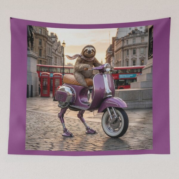 Item preview, Sloth Rides Her Purple Walking Scooter in London designed and sold by Tridentulus.