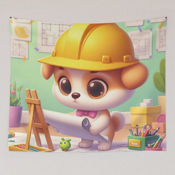 Item preview, Cute Engineer Dog Cartoon designed and sold by CuteThingsWorld.