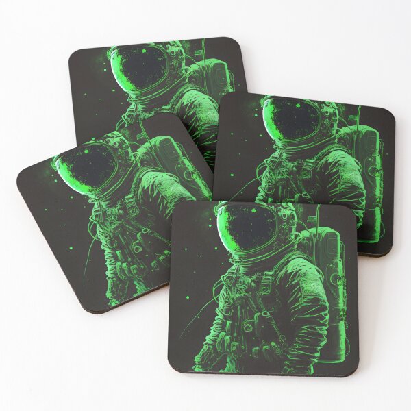 Item preview, Neon Green Astronaut - Space Art with Dark and Luminous Style designed and sold by Hipatye26.